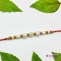 White Pearl Beads Bhaiya Rakhi