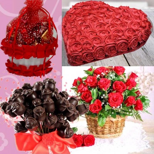 Roses Shape Chocolate Stick with Delicious Cake Gift Combo