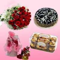 Red Rose Cake Chocolate Gift Combo