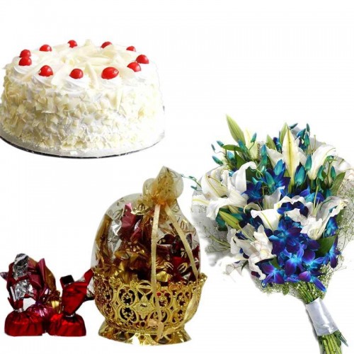 Pineapple Cake Orchid Chocolate Gift Combo 