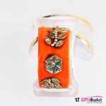 Orange Diamond Stone Kada Rakhi