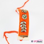 Orange Diamond Stone Kada Rakhi