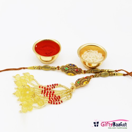 Traditional Golden Designer Rakhi
