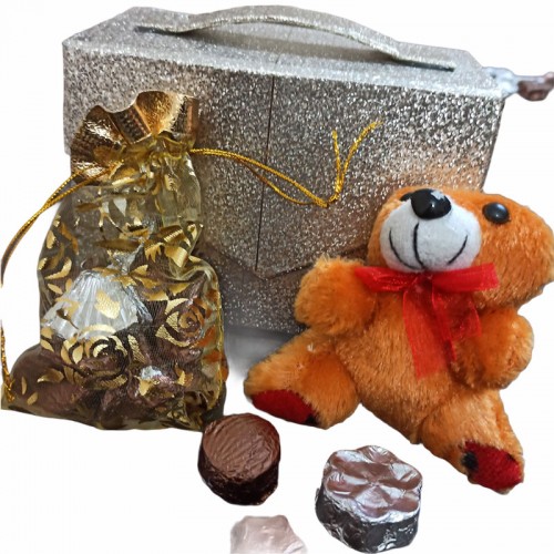 Handmade Chocolate Basket with Teddy Bear