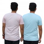 Baby Pink Ice Blue Round Neck T-Shirt