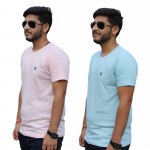 Baby Pink Ice Blue Round Neck T-Shirt