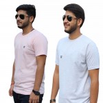 Baby Pink Melange Round Neck T-Shirt