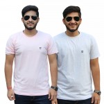 Baby Pink Melange Round Neck T-Shirt