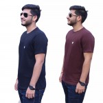 Black Brown Round Neck T-Shirt