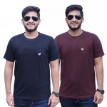 Black Brown Round Neck T-Shirt