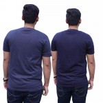 Dark Grey Navy Blue Round Neck T-Shirt