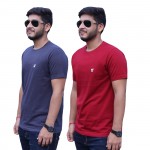 Dark Grey Red Round Neck T-Shirt