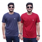 Dark Grey Red Round Neck T-Shirt