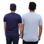 Navy Blue Melange Round Neck T-Shirt