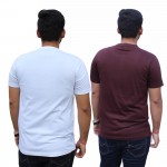 White Brown Round Neck T-Shirt