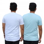 White Ice Blue Round Neck T-Shirt