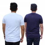 White Navy Blue Round Neck T-Shirt