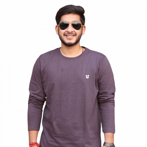 Dark Grey Round Neck Full Sleeve T-Shirt