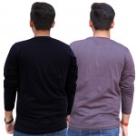 Black Dark Grey Round Neck full Sleeve T-Shirt