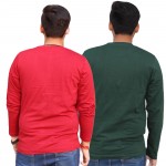 Red Green Round Neck Full Sleeve T-Shirt