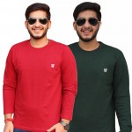 Red Green Round Neck Full Sleeve T-Shirt